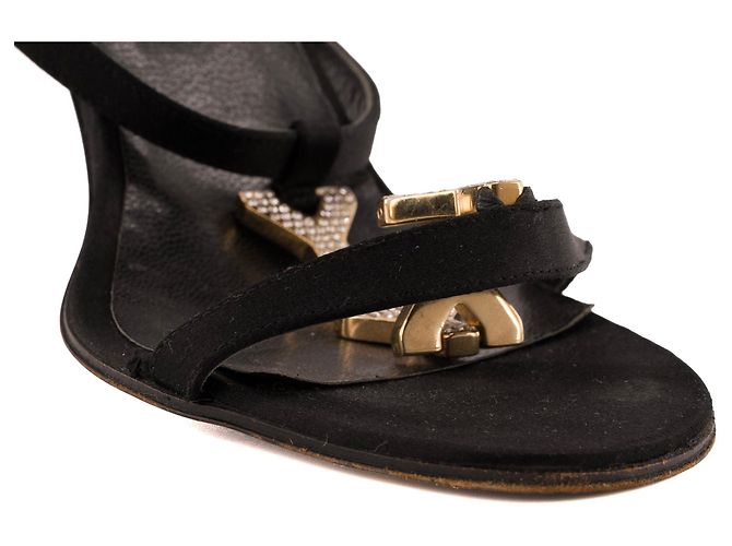 SAINT LAURENT - Décolleté Saint Laurent in raso nero vintage (T38,5) - vista 8