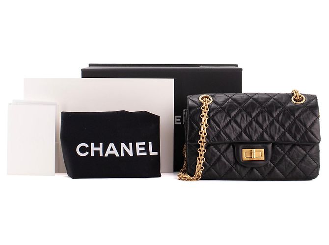 CHANEL - Borsa a tracolla 2.55 mini rettangolo Chanel in pelle rugosa nera Nero - vista 10