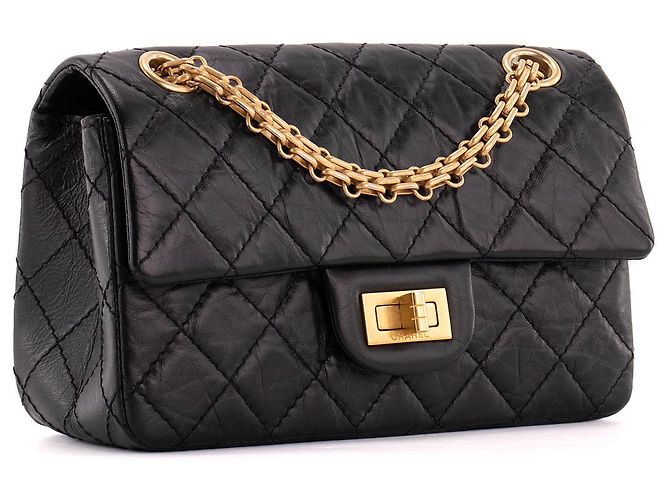 CHANEL - Borsa a tracolla 2.55 mini rettangolo Chanel in pelle rugosa nera Nero - vista 2