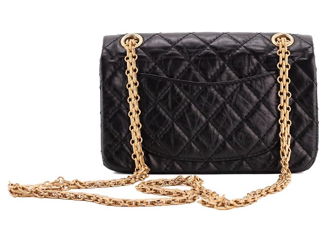 CHANEL - Borsa a tracolla 2.55 mini rettangolo Chanel in pelle rugosa nera Nero - vista 4