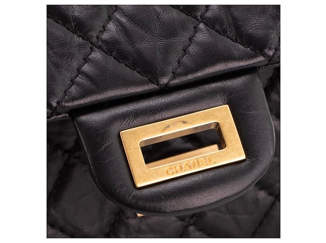 CHANEL - Borsa a tracolla 2.55 mini rettangolo Chanel in pelle rugosa nera Nero - vista 5