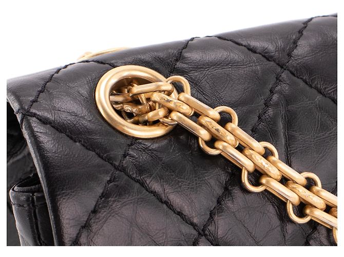 CHANEL - Borsa a tracolla 2.55 mini rettangolo Chanel in pelle rugosa nera Nero - vista 9