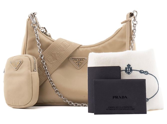 PRADA - Borsa a Spalla Re-Edition 2005 in Re-Nylon Beige - vista 11