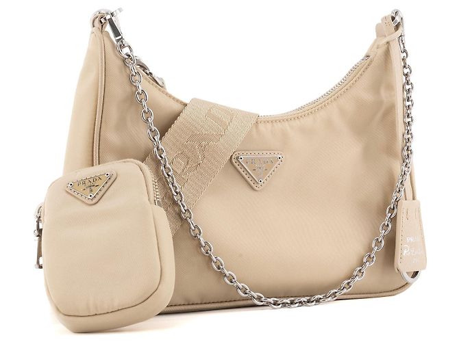 PRADA - Borsa a Spalla Re-Edition 2005 in Re-Nylon Beige - vista 2