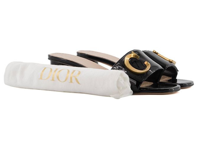 DIOR - Dior High Heels Mules aus schwarzem Lackleder (T37) - Ansicht 7