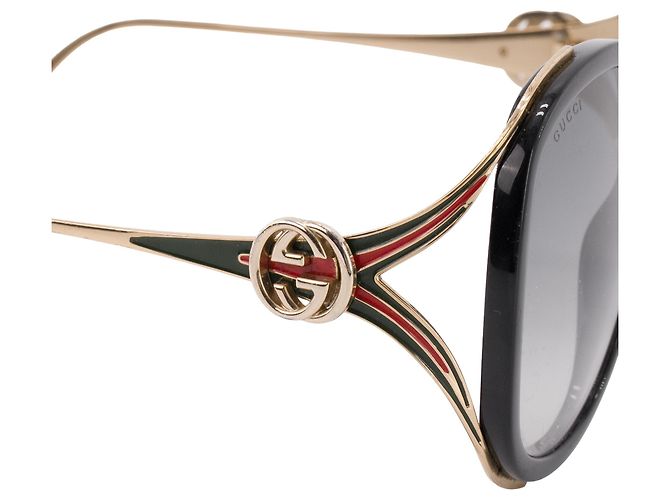GUCCI - Gafas de sol Gucci de metal dorado Negro - vista 3