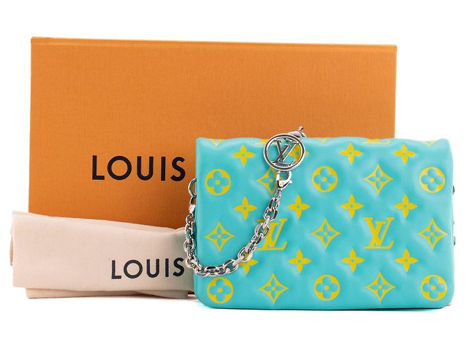 LOUIS VUITTON - Borsa a Spalla Coussin Louis Vuitton in Pelle Blu e Gialla - vista 10