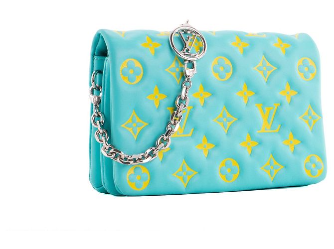 LOUIS VUITTON - Borsa a Spalla Coussin Louis Vuitton in Pelle Blu e Gialla - vista 2