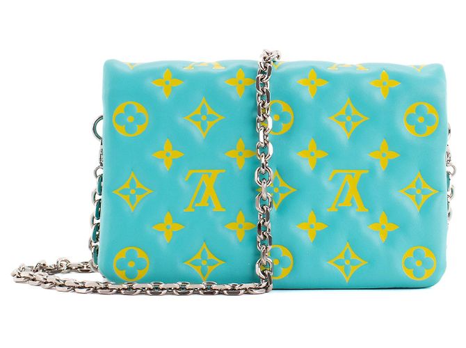 LOUIS VUITTON - Borsa a Spalla Coussin Louis Vuitton in Pelle Blu e Gialla - vista 3