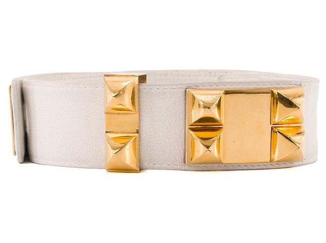 HERMÈS - Cinturón Collier de Chien Hermès de cuero blanco (T75) - vista 2