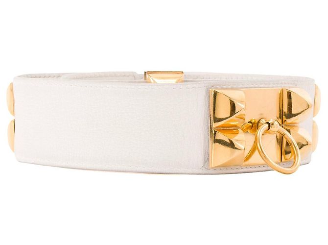 HERMÈS - Cinturón Collier de Chien Hermès de cuero blanco (T75) - vista 3