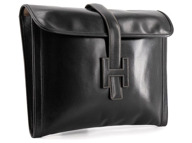 HERMÈS - Pochette Jige Hermès in pelle nera vintage Nero - vista 2
