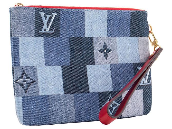 LOUIS VUITTON - Pochette City Louis Vuitton in denim patchwork Blu - vista 2