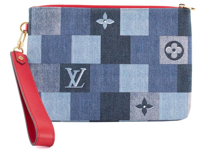 LOUIS VUITTON - Pochette City Louis Vuitton in denim patchwork Blu - vista 3