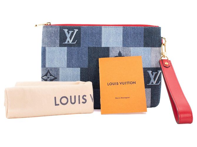 LOUIS VUITTON - Pochette City Louis Vuitton in denim patchwork Blu - vista 8