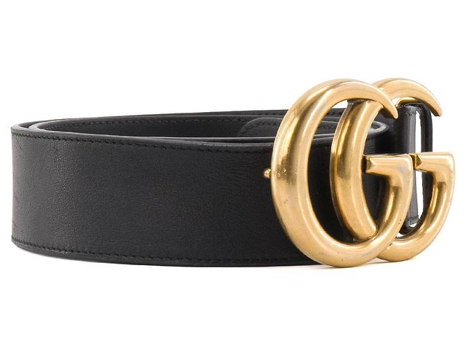 GUCCI - GG Marmont Gürtel aus schwarzem Leder (T80) - Ansicht 2