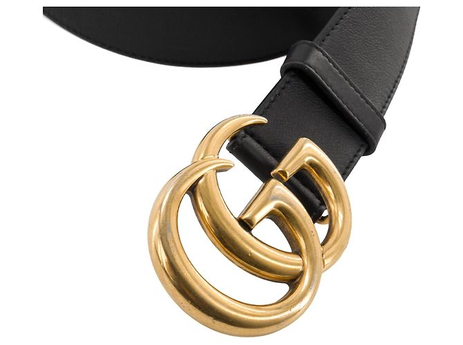 GUCCI - GG Marmont Gürtel aus schwarzem Leder (T80) - Ansicht 3