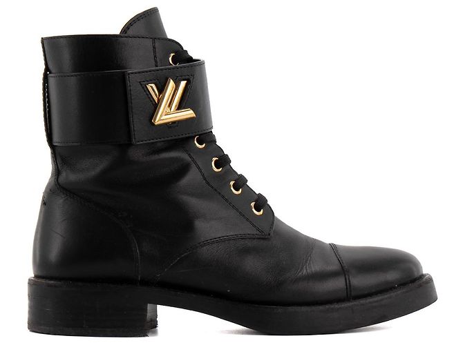 LOUIS VUITTON - Botines Wonderland Flat Ranger Louis Vuitton de cuero negro (T39) - vista 2