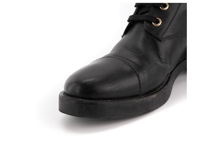 LOUIS VUITTON - Botines Wonderland Flat Ranger Louis Vuitton de cuero negro (T39) - vista 4