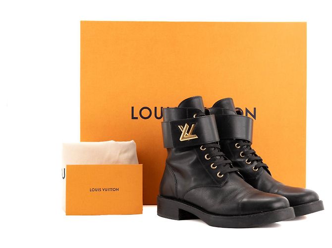 LOUIS VUITTON - Botines Wonderland Flat Ranger Louis Vuitton de cuero negro (T39) - vista 7