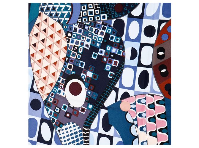 HERMÈS - Foulard 90 « Le ali della seta » Hermès in seta blu Blu navy - vista 2