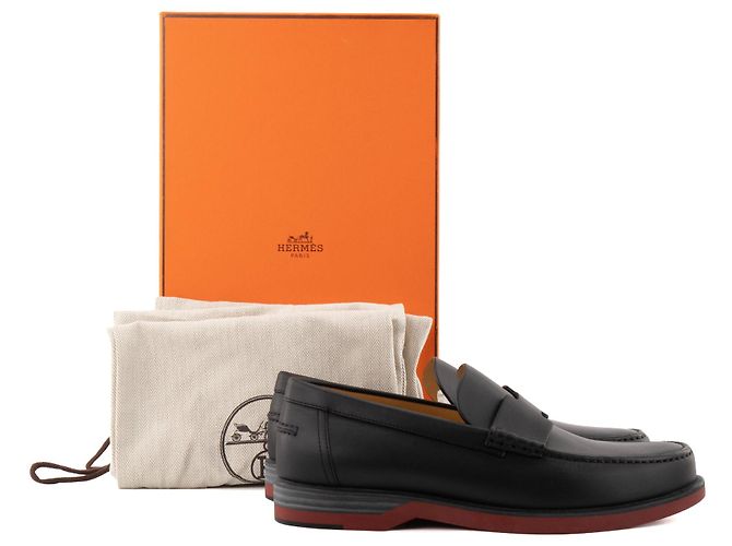 HERMÈS - Mocassini Bob Hermès in pelle nera (T40.5) Nero - vista 7