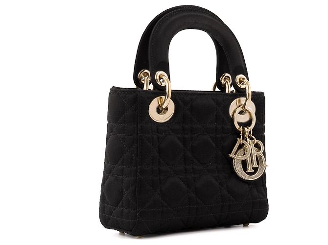 DIOR - Borsa Lady Dior Christal Mini in Satin Nero - vista 2