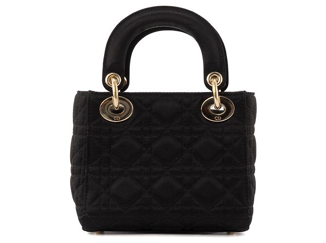 DIOR - Borsa Lady Dior Christal Mini in Satin Nero - vista 3