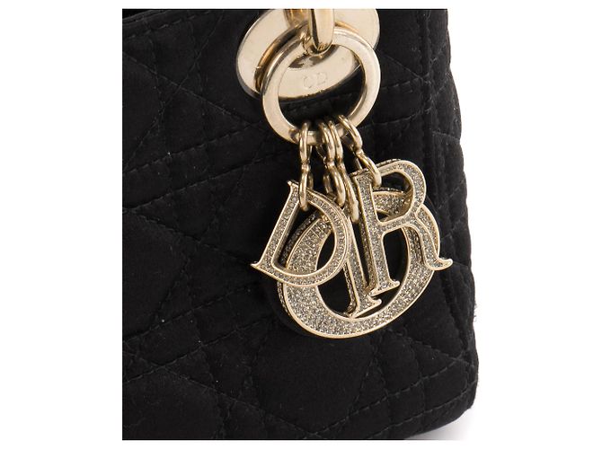 DIOR - Borsa Lady Dior Christal Mini in Satin Nero - vista 5