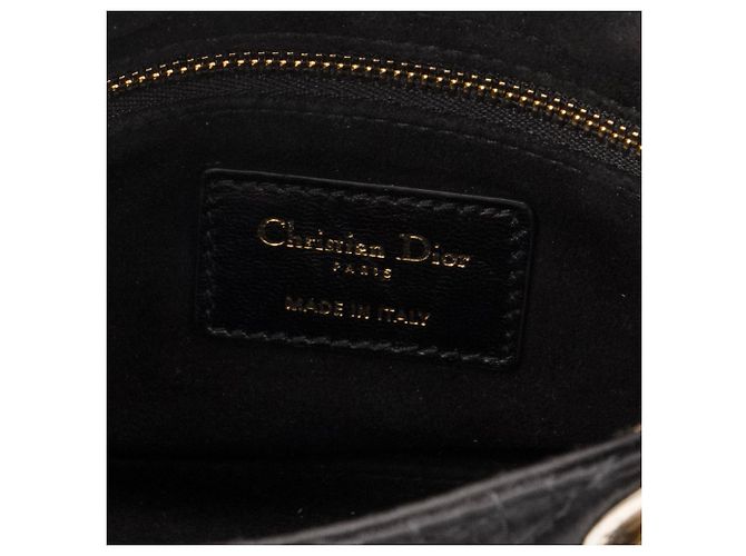 DIOR - Borsa Lady Dior Christal Mini in Satin Nero - vista 7