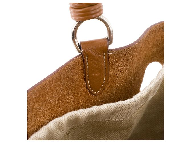 HERMÈS - Borsa a Spalla Mangeoire Hermès in Pelle Clemence Taurillon Oro Marrone - vista 10