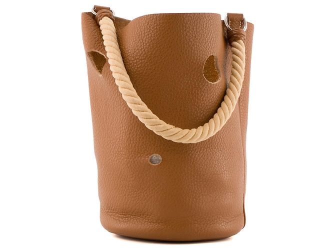 HERMÈS - Borsa a Spalla Mangeoire Hermès in Pelle Clemence Taurillon Oro Marrone - vista 3