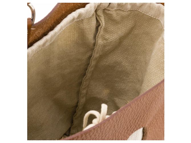 HERMÈS - Borsa a Spalla Mangeoire Hermès in Pelle Clemence Taurillon Oro Marrone - vista 9