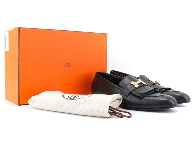 HERMÈS - Mocassini Royal Hermès in pelle nera (T41) Nero - vista 7