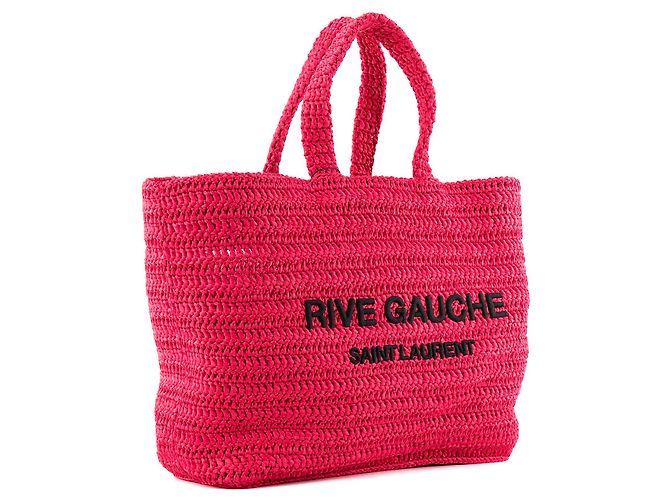 Cabas Rive Gauche SAINT LAURENT - Borsa Rive Gauche Saint Laurent in rafia rosa - vista 2
