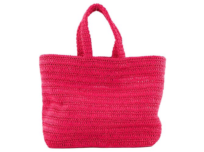 Cabas Rive Gauche SAINT LAURENT - Borsa Rive Gauche Saint Laurent in rafia rosa - vista 3