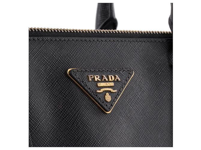 PRADA - Borsa Galleria Prada in pelle granulata nera Nero - vista 5