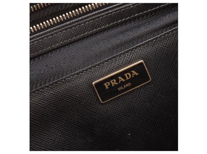 PRADA - Borsa Galleria Prada in pelle granulata nera Nero - vista 8