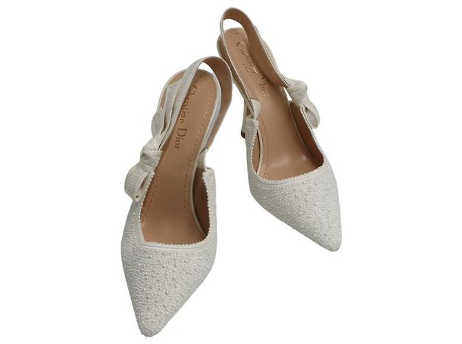Christian Dior Slingback J'Adior con Perle in Resina Bianche Bianco - vista 2