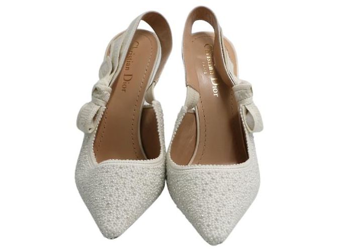 Christian Dior Slingback J'Adior con Perle in Resina Bianche Bianco - vista 3