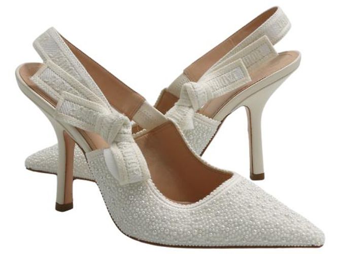 Christian Dior Slingback J'Adior con Perle in Resina Bianche Bianco - vista 5