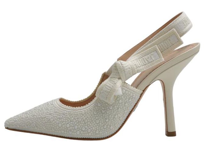 Christian Dior Slingback J'Adior con Perle in Resina Bianche Bianco - vista 6