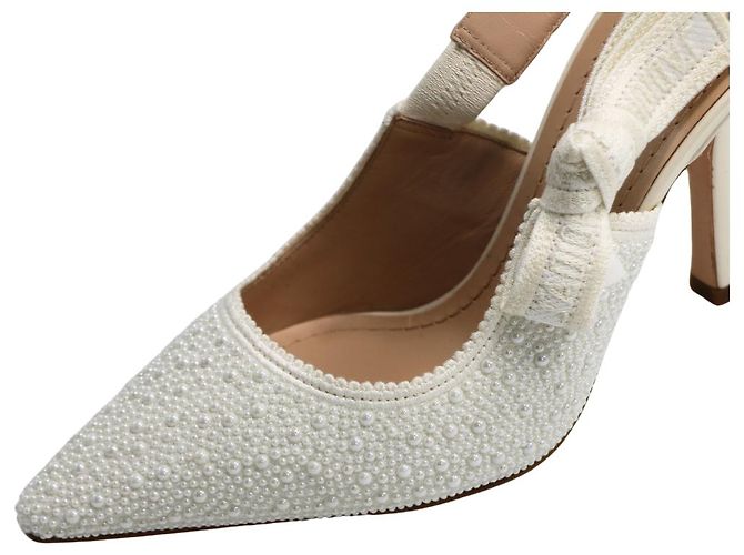 Christian Dior Slingback J'Adior con Perle in Resina Bianche Bianco - vista 7