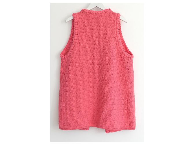 Chaqueta sin mangas de punto rosa coral Chanel Primavera 22S - vista 6