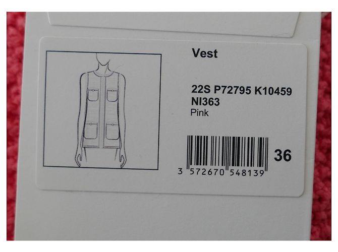 Chaqueta sin mangas de punto rosa coral Chanel Primavera 22S - vista 8