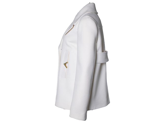 Casaco de lã e caxemira com logo V da Valentino em branco - vista 4