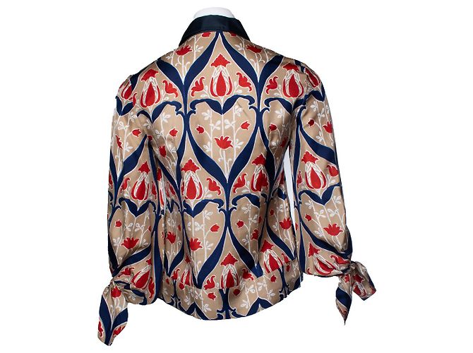 Blusa de estampado floral con lazos Prada Castaño Roja Azul - vista 2