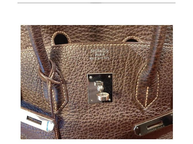 Borsa a mano Hermès Birkin in pelle di bufalo marrone Marrone chiaro Caramello Cioccolato - vista 5