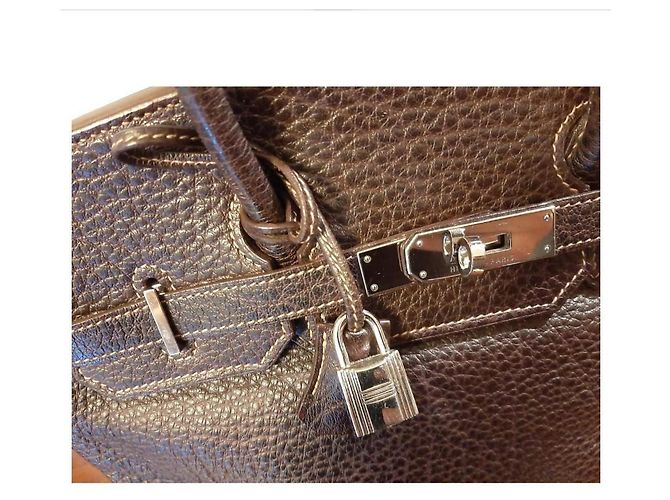 Borsa a mano Hermès Birkin in pelle di bufalo marrone Marrone chiaro Caramello Cioccolato - vista 6