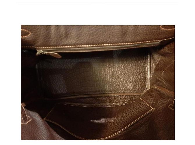 Borsa a mano Hermès Birkin in pelle di bufalo marrone Marrone chiaro Caramello Cioccolato - vista 7